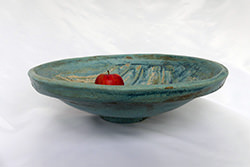 Hand and wheel built footed ‘surf’ bowl   d 39.5 cm  h 11 cm